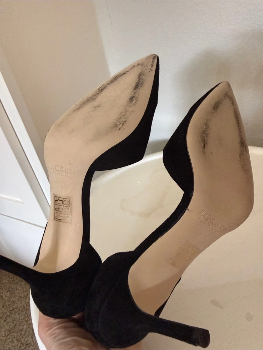 J. Crew Black Suede Pointed D'Orsay Stiletto Heels